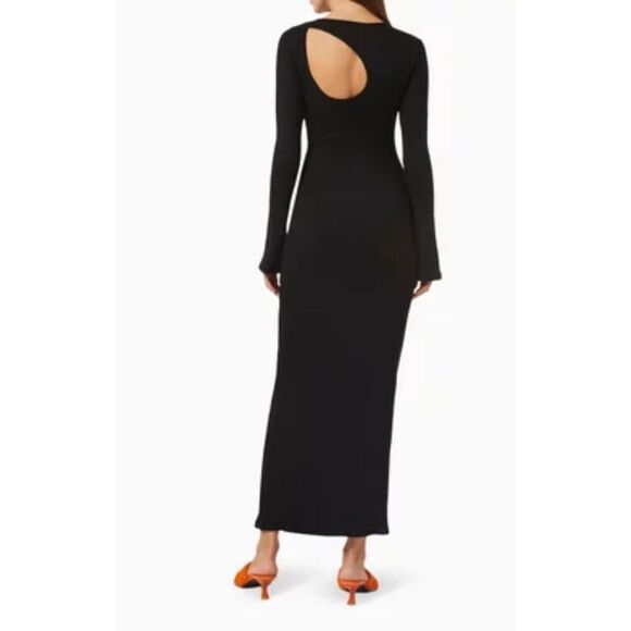 NWOT SIMON MILLER Space Rib-Knit Shoulder Cut Out Black Maxi Dress Women's XS - Picture 2 of 12